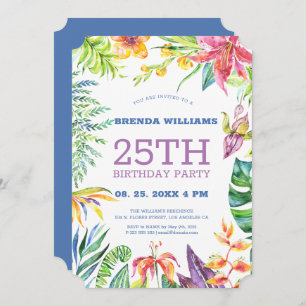 Tropical Floral Frame Anniversaire Invitation de f