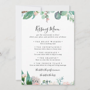 Tropical Floral Mariage Kissing Menu Carte de jeu