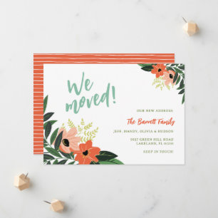 Tropical Floral Moving Faire-part Corail