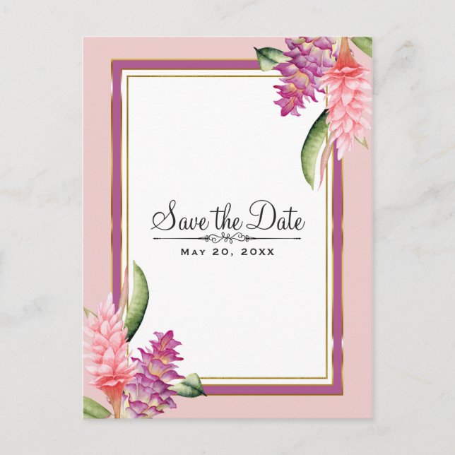 Tropical Floral Orchidée Rose Violet Invitation pr (Devant)