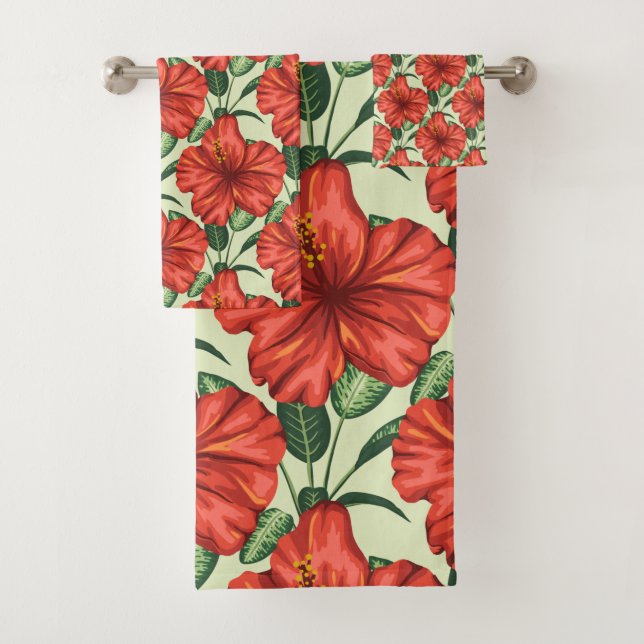 Tropical floral seamless pattern red flowers (En situation)
