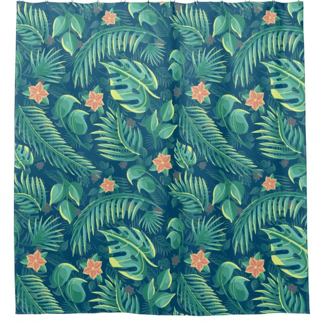 Tropical Foliage Motif rideau de douche (Devant)
