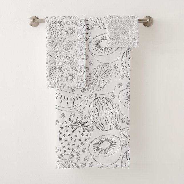 Tropical fruit seamless pattern black and white (En situation)