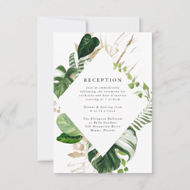 Tropical Gold | Carte de Réception de Mariage (Devant)