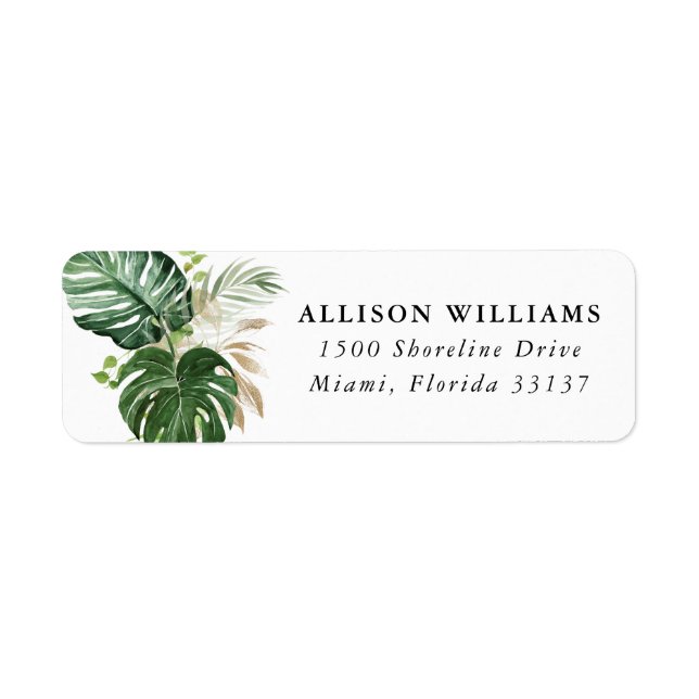 Tropical Gold | Étiquette d'adresse de retour (Devant)
