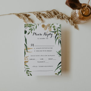 Tropical Gold Foliage Mariage Menu Choice Rsvp