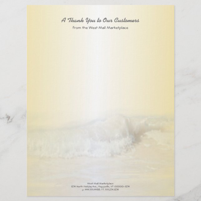 Tropical Gold Ocean Waves Business Stationery (Devant)