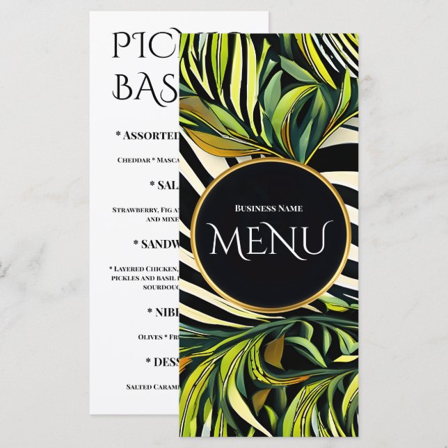 Tropical Green Botanical Menu Modern Elegant Desig (Devant / Derrière)