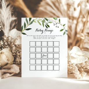 Tropical Green Feuilles Baby Bingo Douche Jeu