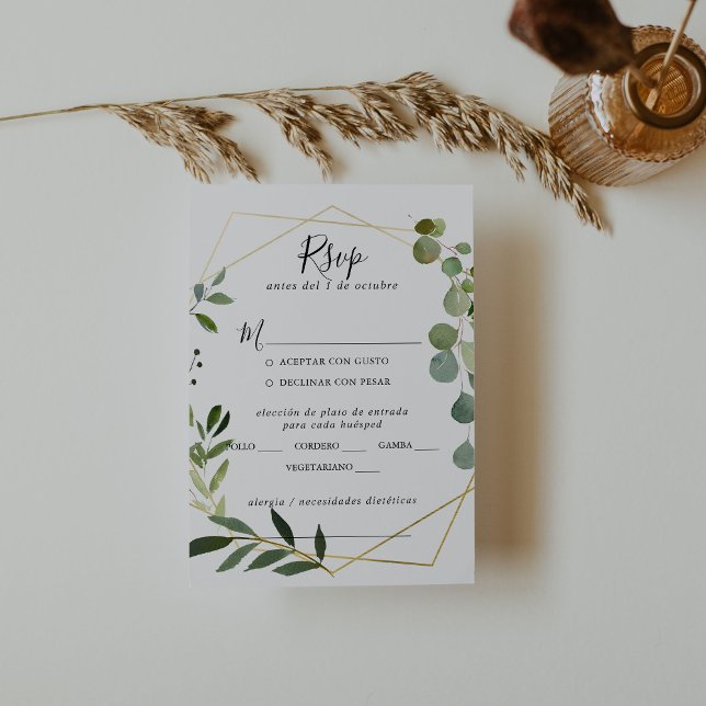 Tropical Green Feuilles Mariage Menu Choix RSVP (Créateur téléchargé)