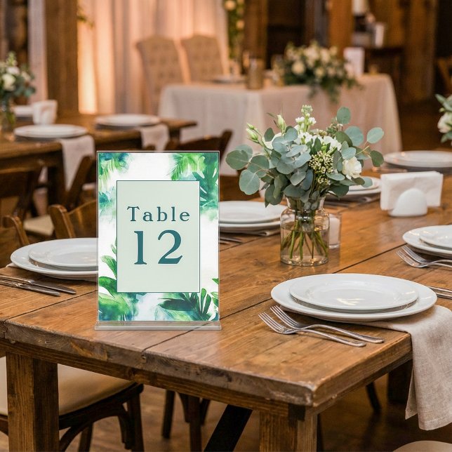 Tropical Green fun Table Numéro Cartes (Tropical Greenery fun Table Number Cards.)