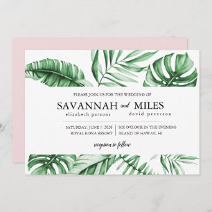 Tropical Green Palm Leaf Faire-part de mariage fro