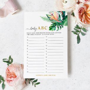 Tropical Green Shower Baby ABC Game Card