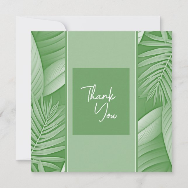 Tropical Green Theme Mariage Merci Cartes (Devant)