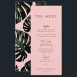 Tropical Greenery Rose Destination Menu Mariage<br><div class="desc">Ce menu mariage émeraude rose avec motif feuille monstère s'ajoutera à votre décor tropical,  destination ou de mariage sur la plage. Tout le texte est modifiable,  il suffit de cliquer sur "Personnaliser ce modèle". Des articles correspondants,  y compris la suite de Faire-part de mariage,  sont également disponibles.</div>