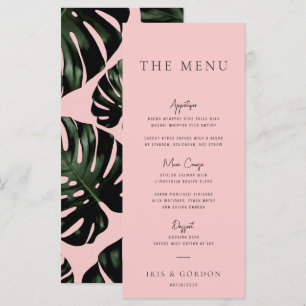 Tropical Greenery Rose Destination Menu Mariage