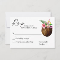 Tropical Hawaiian Floral Coconut Tree RSVP
