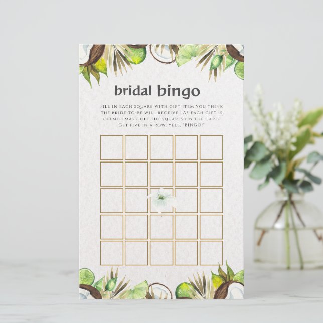Tropical Hawaiian Floral nuptiale jeu de bingo (Debout devant)