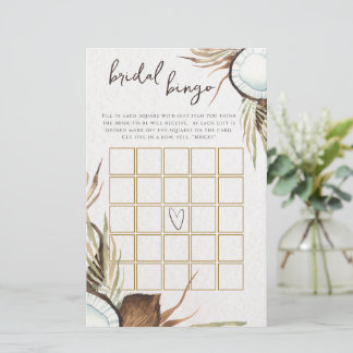 Tropical Hawaiian Floral nuptiale jeu de bingo