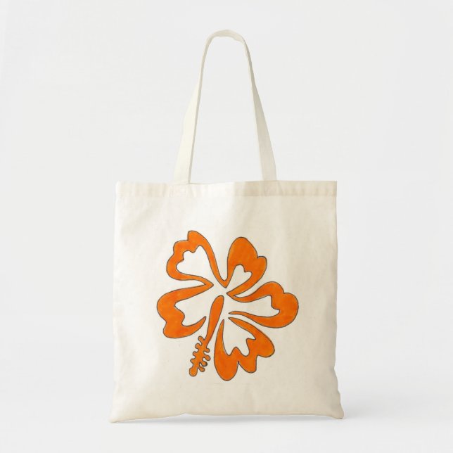 Tropical Hibiscus Flower Tote Bag - Orange (Devant)