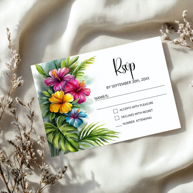 Tropical Hibiscus Wedding RSVP (Créateur téléchargé)
