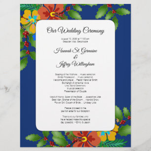Tropical Holiday Theme Beach Wedding Programme