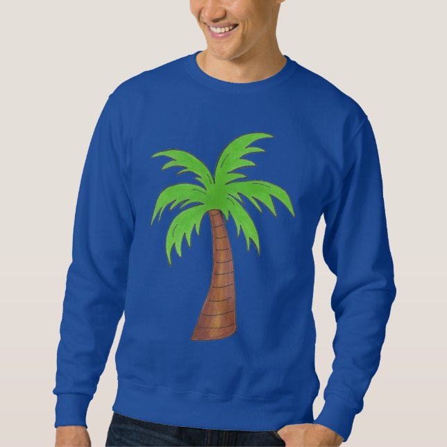 Tropical Island Green Palm Tree Sweatshirt (Devant)