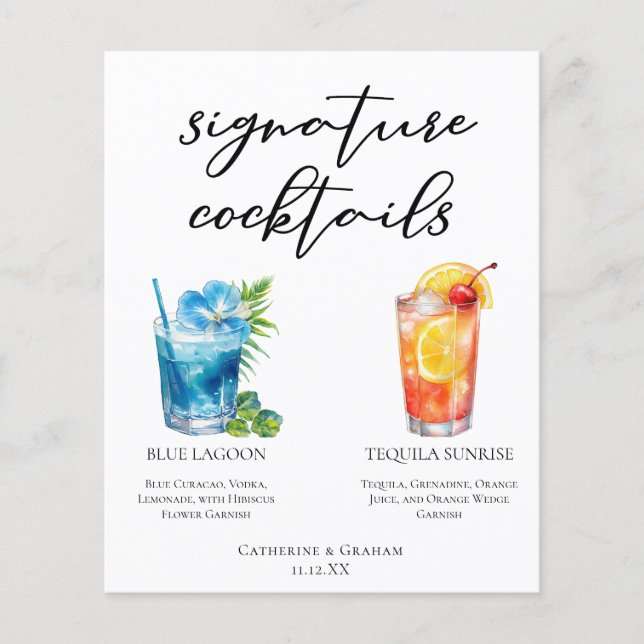 Tropical Island Mariage Signature Cocktails Menu (Devant)
