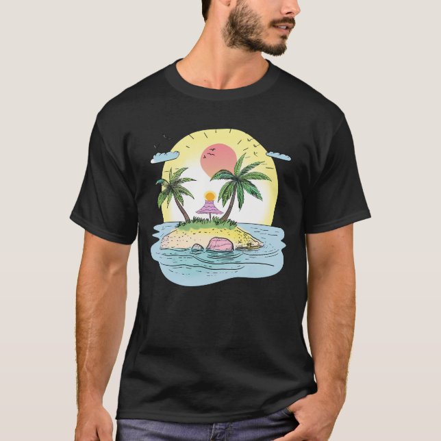 Tropical Island Sunset Streetwear T-Shirt (Devant)