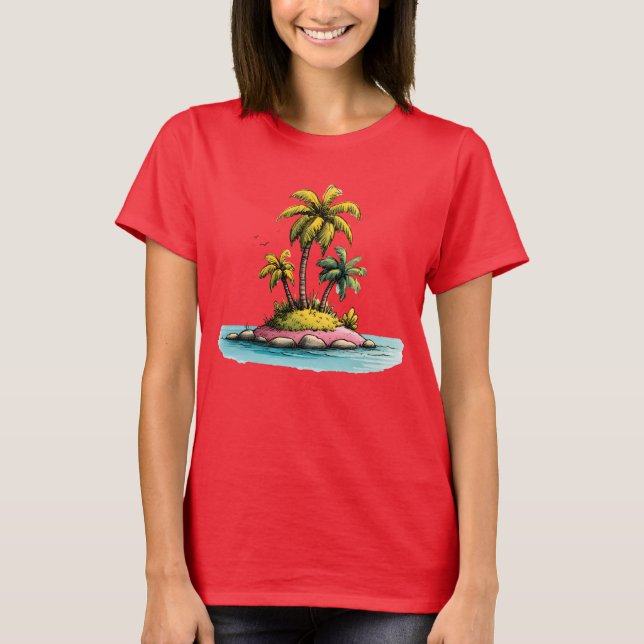 Tropical Island Vibes Palm Tree Graphic T-Shirt (Devant)