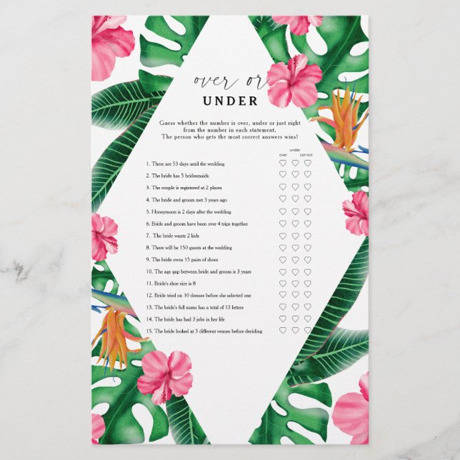 Tropical - Jeu de baby shower sur le thème du mari (Devant)