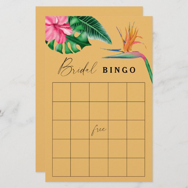 Tropical - Jeux de bingo de douche nuptiale (Devant / Derrière)