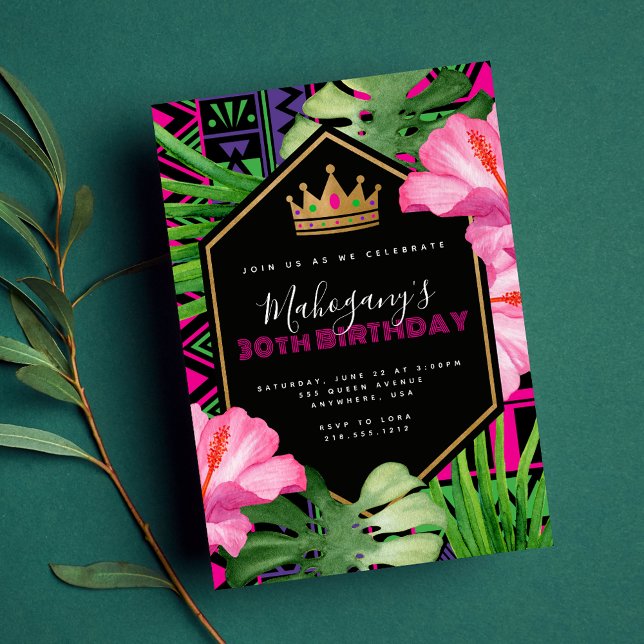 Tropical Kente African Queen Invitation Anniversai (Créateur téléchargé)