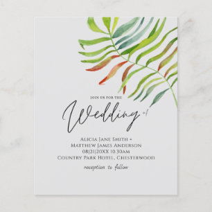 Tropical Leaf Destination Plage Mariage Invitation