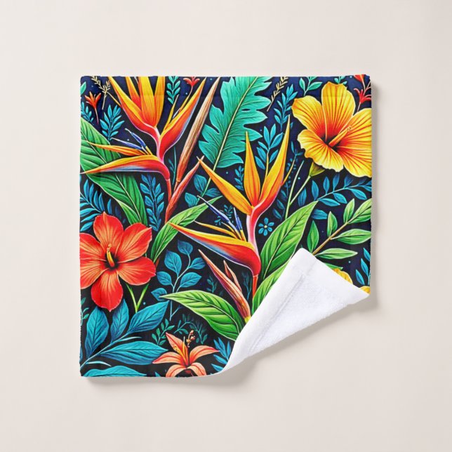 Tropical Leaves Bloom Art (Gant de toilette)