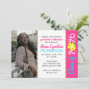 Tropical Luau 3 Photo Graduation Invitation