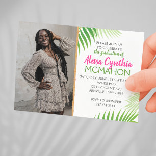 Tropical Luau Graduation 2 Photo Invitation