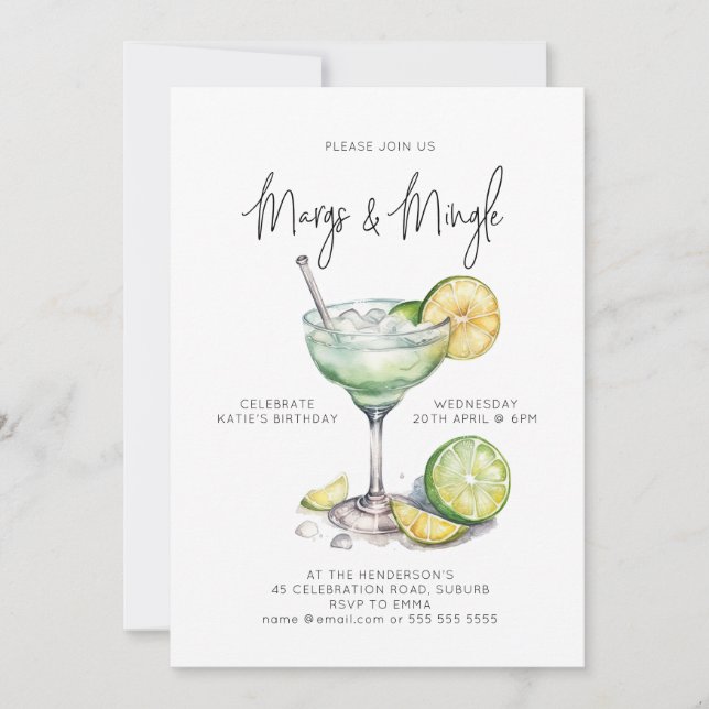 Tropical Margarita Cocktail Party Invitation (Devant)
