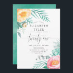 Tropical Mint Floral 21e anniversaire Invitation d<br><div class="desc">Invitations exotiques à la menthe,  rose et jaune pour vingt et unième anniversaire avec des pivoines,  eucalyptus,  rosehips,  succulent,  lisianthus,  feuilles menthol et succulents.</div>
