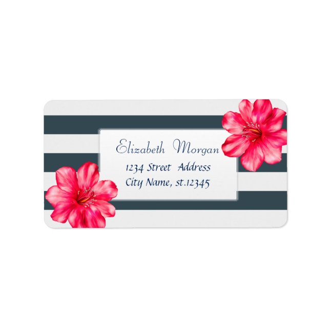 Tropical moderne, Hibiscus Marine Bleu Étiquette d (Devant)