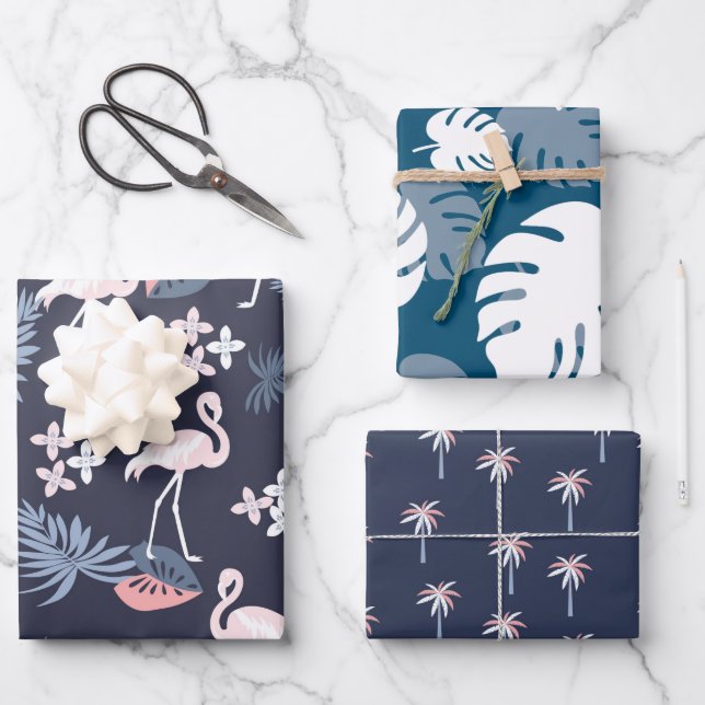 Tropical Navy, Blush Pink assortiment Papier d'env (Recto)