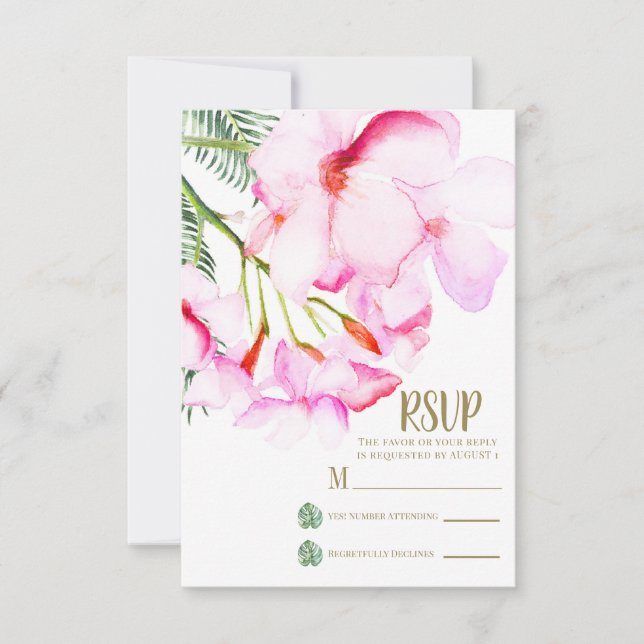 Tropical Oasis Rose Vert Floral Hawaïen RSVP (Devant)