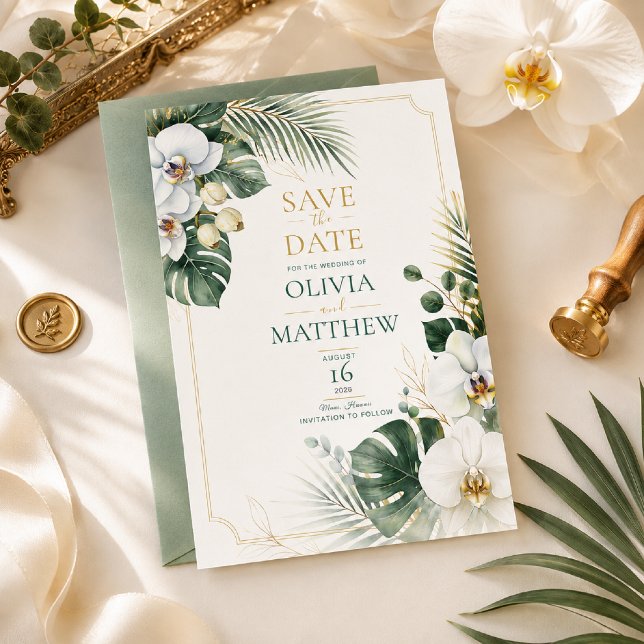 Tropical Orchid Luxe Faire-Part de Mariage (Créateur téléchargé)