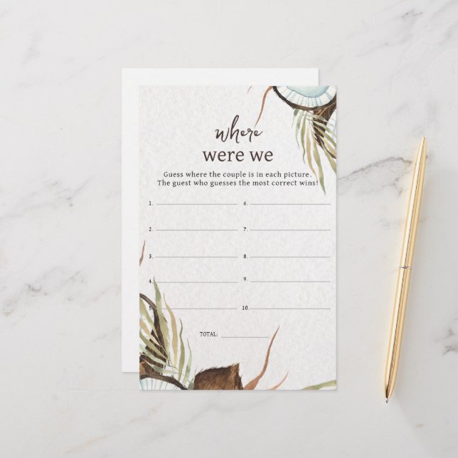 Tropical Où étions-nous jeu de douche nuptiale (Devant/Arrière en situation)