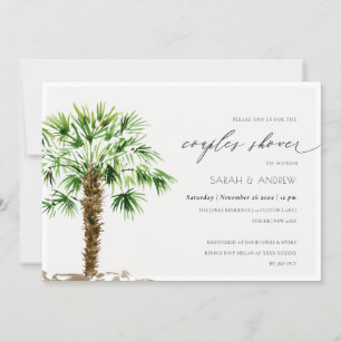 Tropical Palm Aquarelle Couples Invitation douche