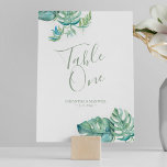 Tropical Palm Feuille Mariage Numéro de table<br><div class="desc">Conçu pour se coordonner avec la suite de papeterie mariage feuille Monstera Do Tell A Belle, ce numéro de table botanique frais comprend un spray de feuilles de palmiers tropicaux luxuriants dans les tons bleu, turquoise et vert avec votre numéro de table, les noms et la date de mariage. Parfait...</div>