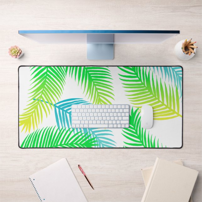 Tropical Palm Feuilles de bureau Mat - Pad vert mo (Bureau 1)