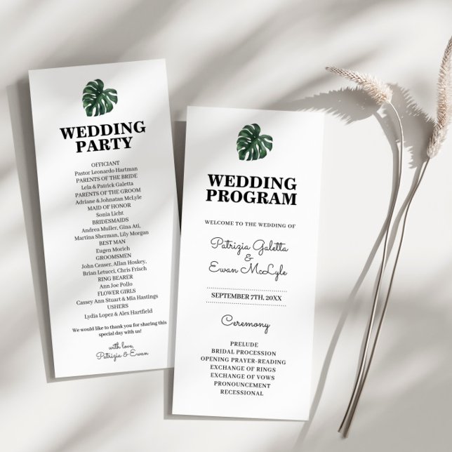 Tropical Palm Leaf Mariage Flat programme (Créateur téléchargé)
