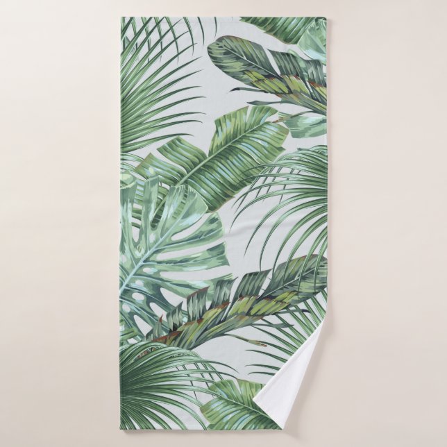Tropical palm leaves, monstera, banana leaf, jeune (Serviette de bain)