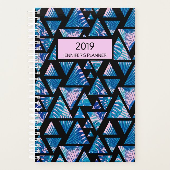 Tropical Palm Paradise Pink Blue 2019 Personnalisé (Devant)